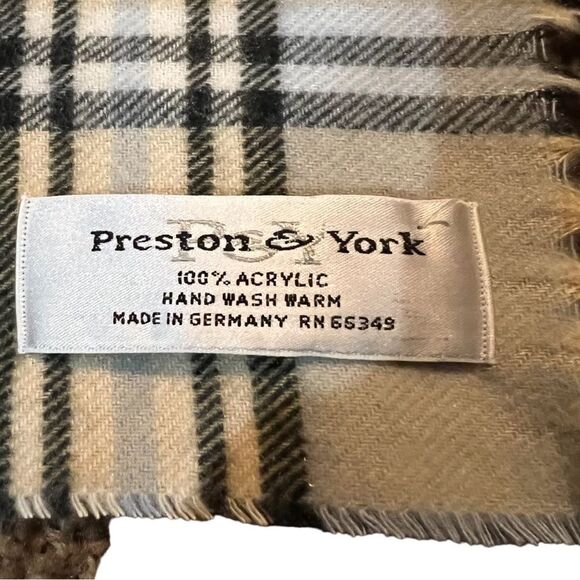 Preston & York Scarf Made in Germany Super Soft Fringe plaid blue/beige/black - Picture 6 of 11
